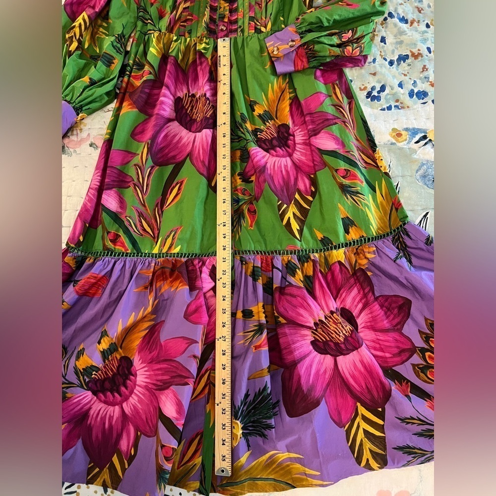 FARM RIO M Flowers Balloon Sleeve Maxi ShirtDress - Picture 12 of 16